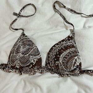 Brown Paisley Bikini Top